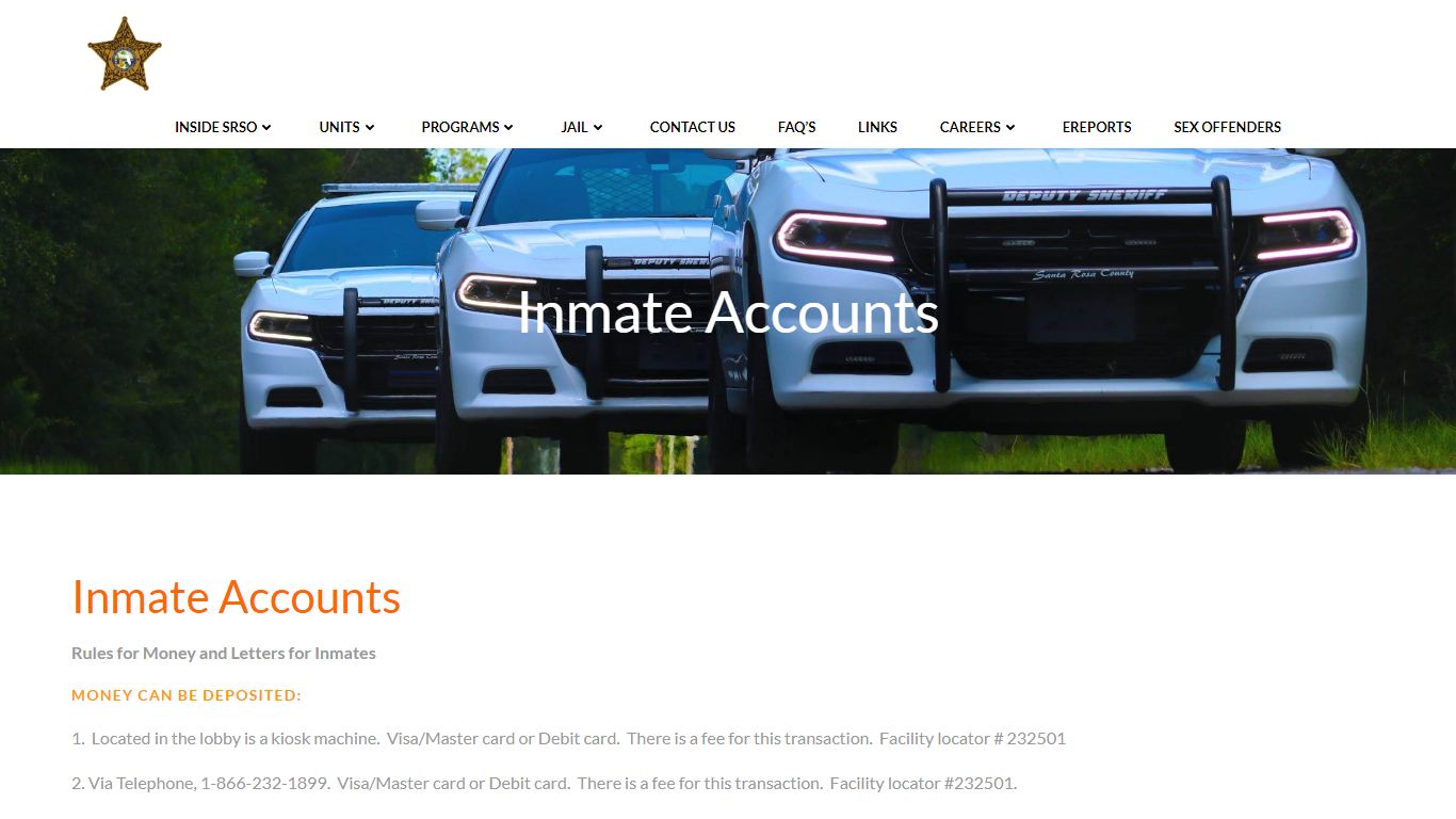 Inmate Accounts – Santa Rosa County Sheriff's Office